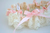 Custom Wedding Garter: Ivory Lace and Pink