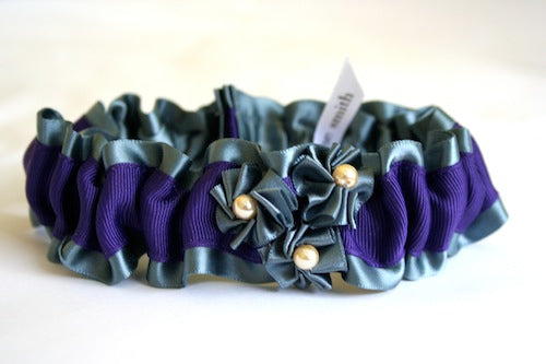 Gray and Purple Rosette Garter