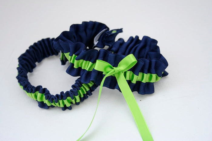 Navy Blue and Apple Green Garter Set