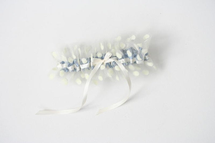 Polka Dot Tulle and Blue Garter