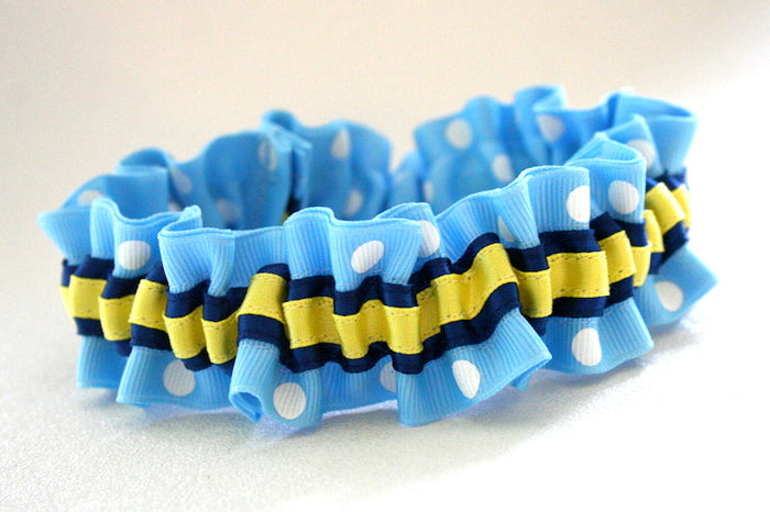 Light Blue and White Polka Dot, Navy and Yellow Garter