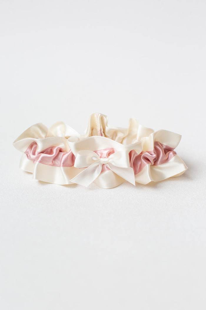 Custom Garter: Blush Pink and Ivory Satin