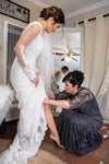 bride and mother bridal wedding garter