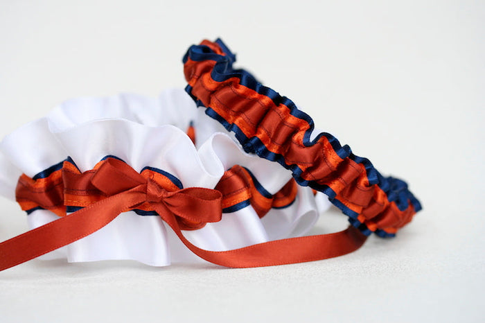 Burnt Orange and Navy Garter Set