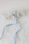 wedding lace garter and handkerchief heirlooms created from mom's wedding dress handcrafted by The Garter Girl