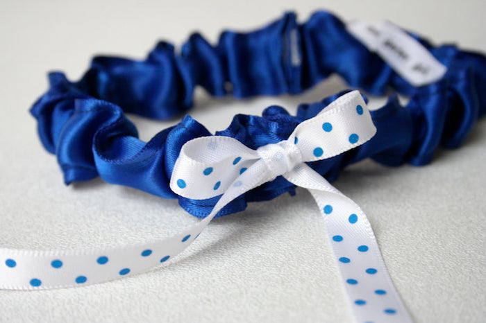 Royal Blue and White Polka Dot Garter
