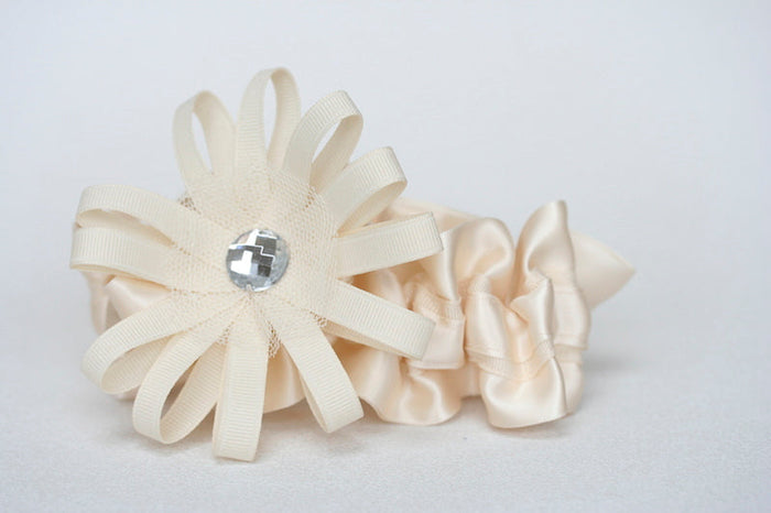 Ivory Rosette Sparkle Garter