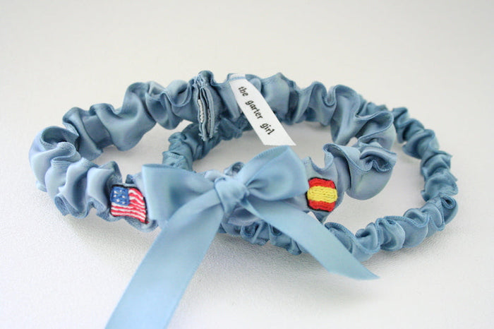 Blue Patriotic Embroidered Garter Se