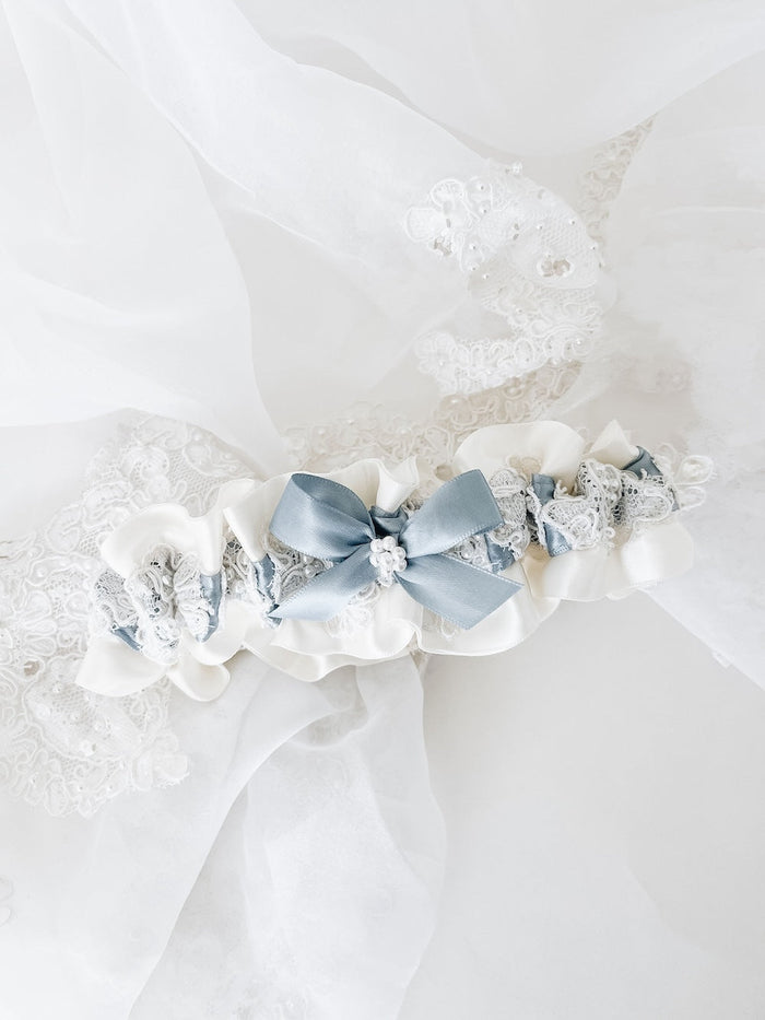 Custom wedding garter with lace from mother's wedding dress by The Garter Girl