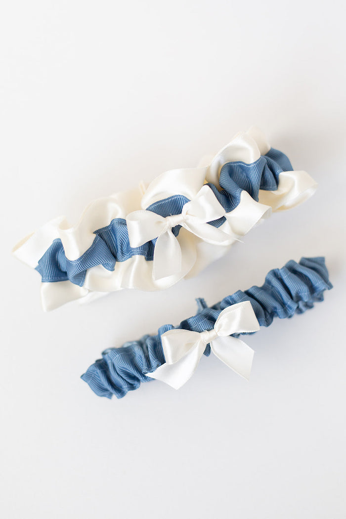 dusty blue garter - modern something blue for bride