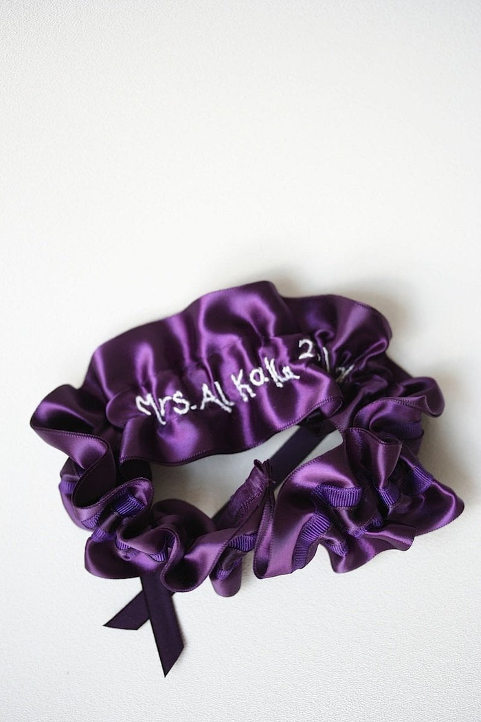 Dark Purple Embroidered Garter