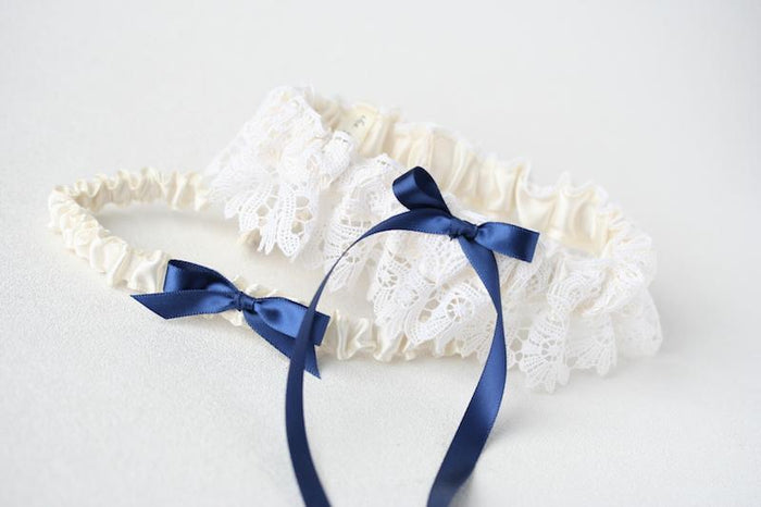 Garter Set: Lace & Navy Blue