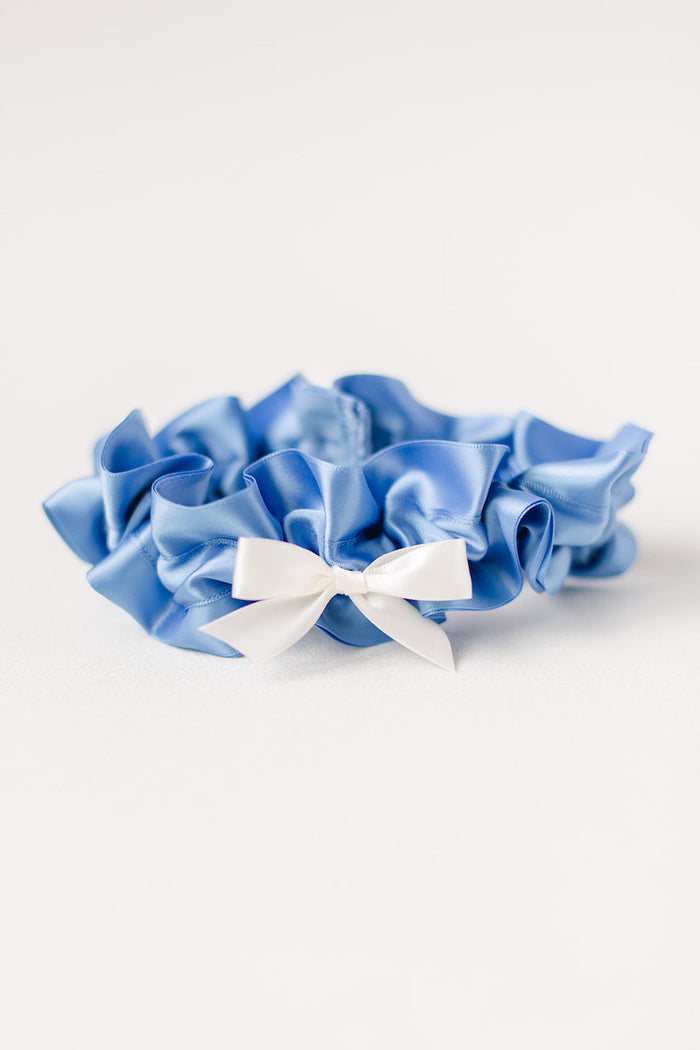 Garter: French Blue with Ivory Satin