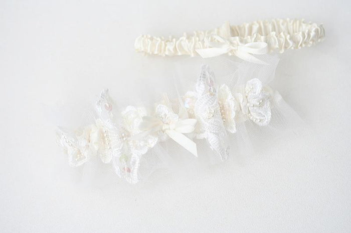 Garter Set: Lace, Tulle from Mother's Wedding Dress