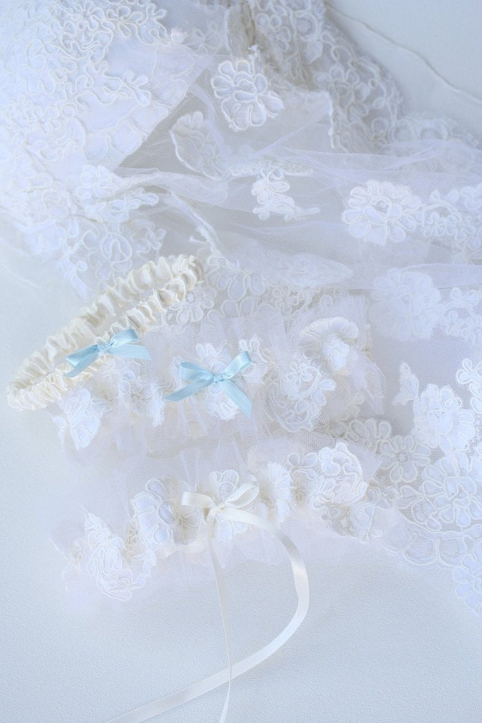 Garter Set: Mother's Veil Lace & Something Blue