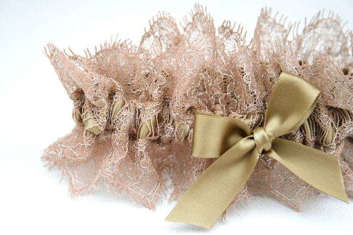 Metallic Lace Garter Set