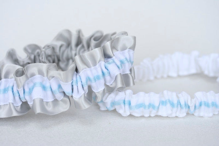 White, Blue and Gray Garter Set