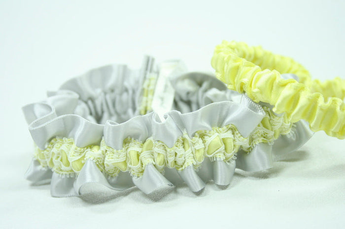 Gray, Yellow and Ivory Lace Garter Set