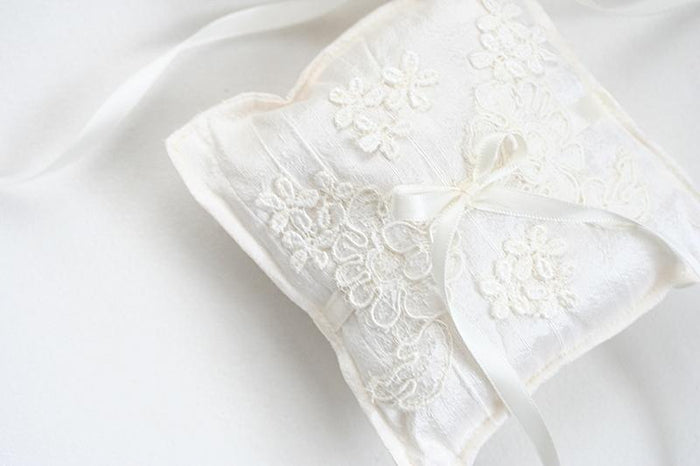 Garter Set & Ring Pillow: Mother's Veil Tulle & Pearls