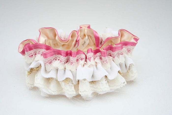 Pink, Gold and Layers of Lace Garter