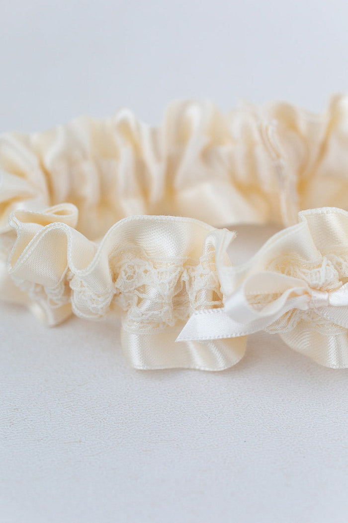 ivory satin and lace wedding garter for the bride