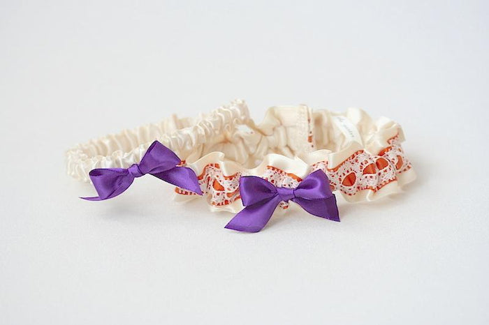 Garter Set: Lace, Orange & Purple