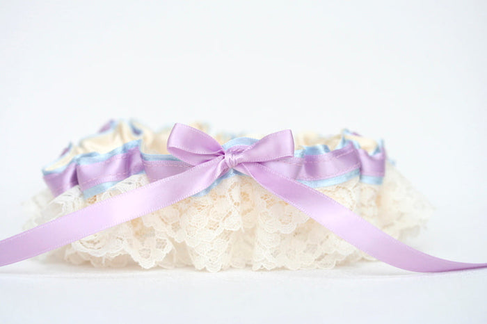 Lace, Lavender and Blue Garter Set