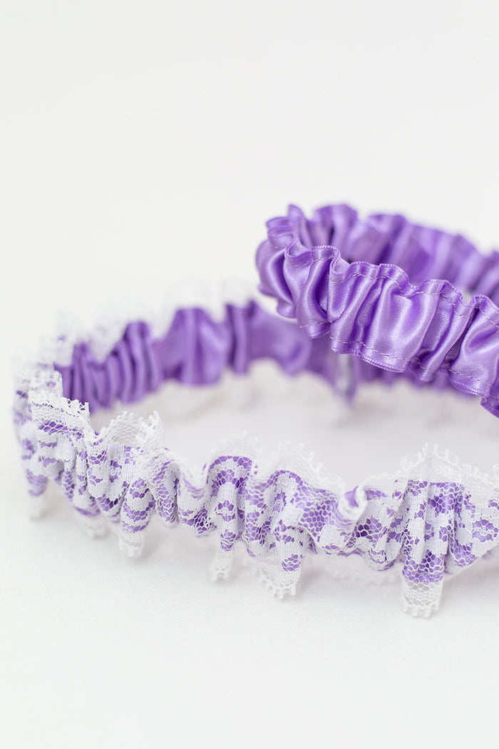 lavender and lace custom wedding garter set