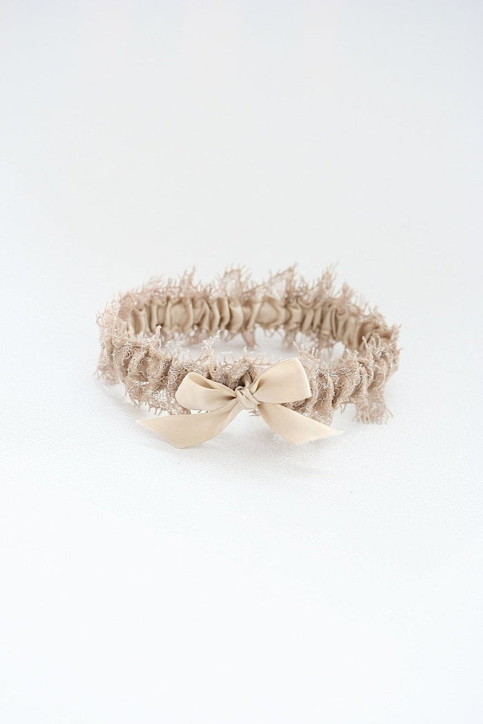 Garter: Champagne & Shimmer Eyelash Lace