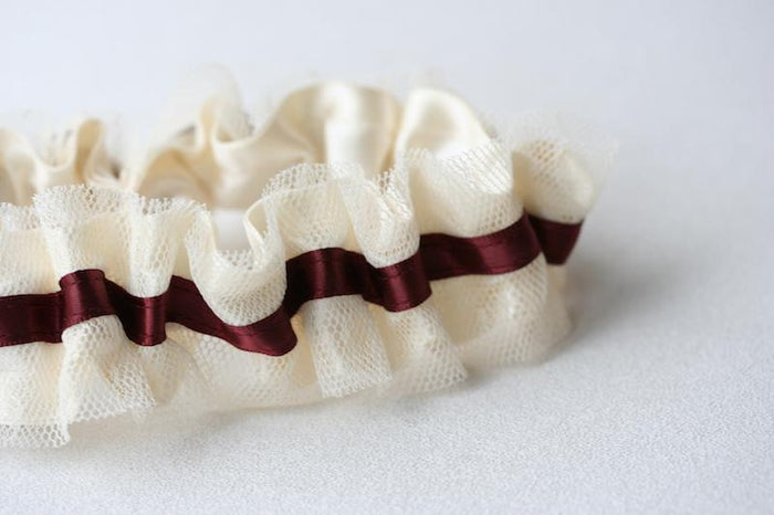 Ivory Lace and Marsala Garter