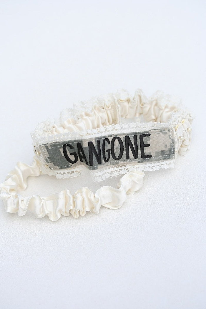 Garter Set: Military Uniform, Lace, Gold & Pearls