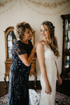 mother and daughter on wedding day