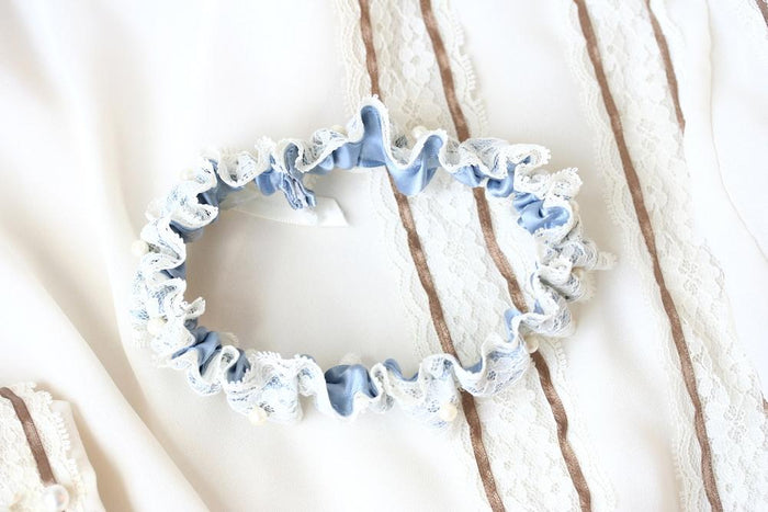 Mother's Wedding Dress Something Blue & Pearl Garter