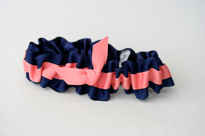 Navy and Coral Garter Set