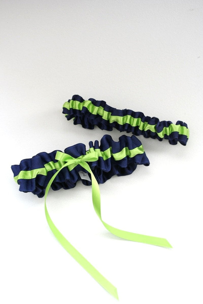 Navy and Lime Green Garter Set