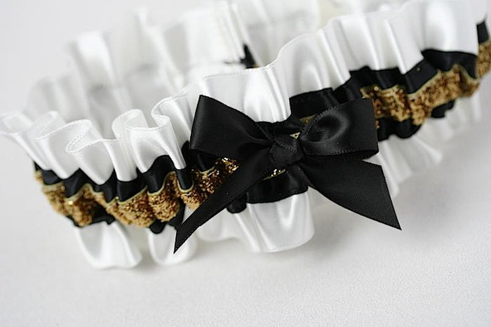 Garter: Black & Gold Glitter
