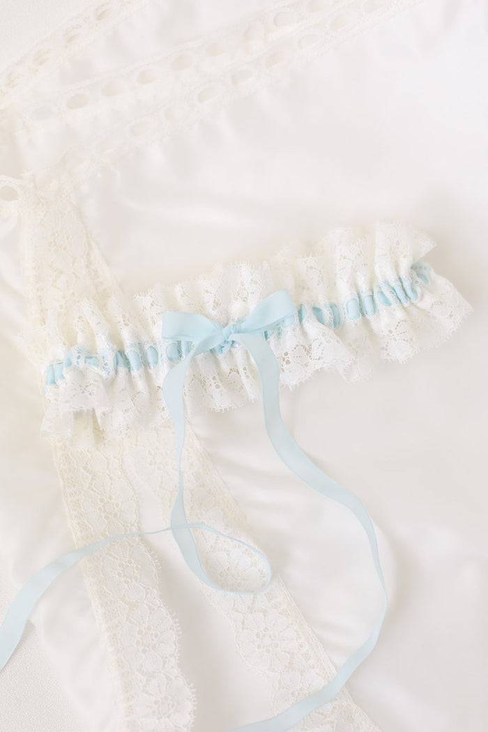 personalized wedding garter made from mother's lace slip