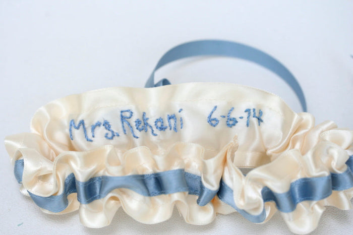 Something Blue Personalized Garter