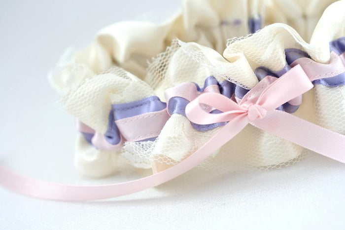 Pink, Purple and Ivory Lace Garter