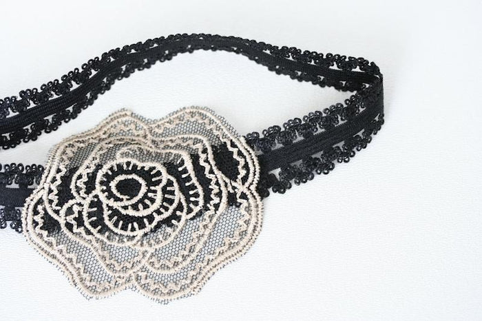 Black and Champagne Lace Garter