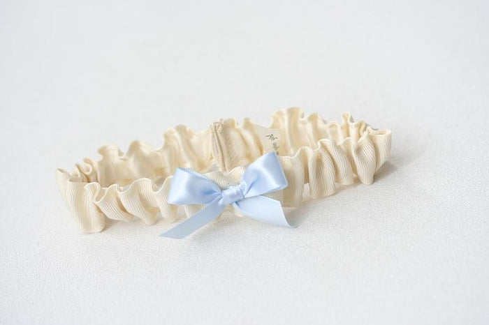 Garter: Ivory, Blue & Embroidered Wedding Date