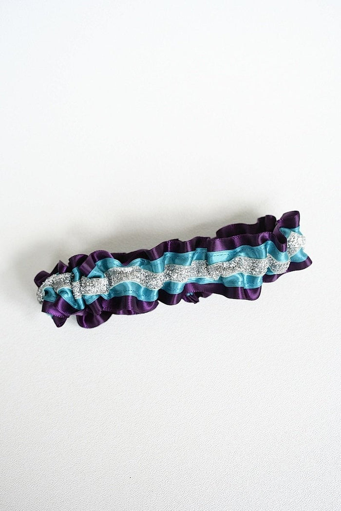 Garter: Teal, Purple & Silver Glitter