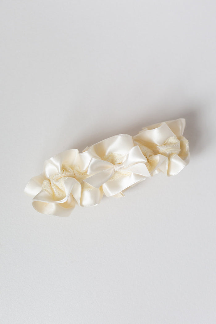 ivory satin and lace wedding garter gift for bride