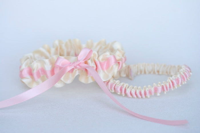 Ivory and Pink Garter Set