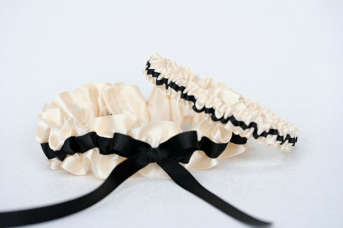 Ivory and Black Garter Set