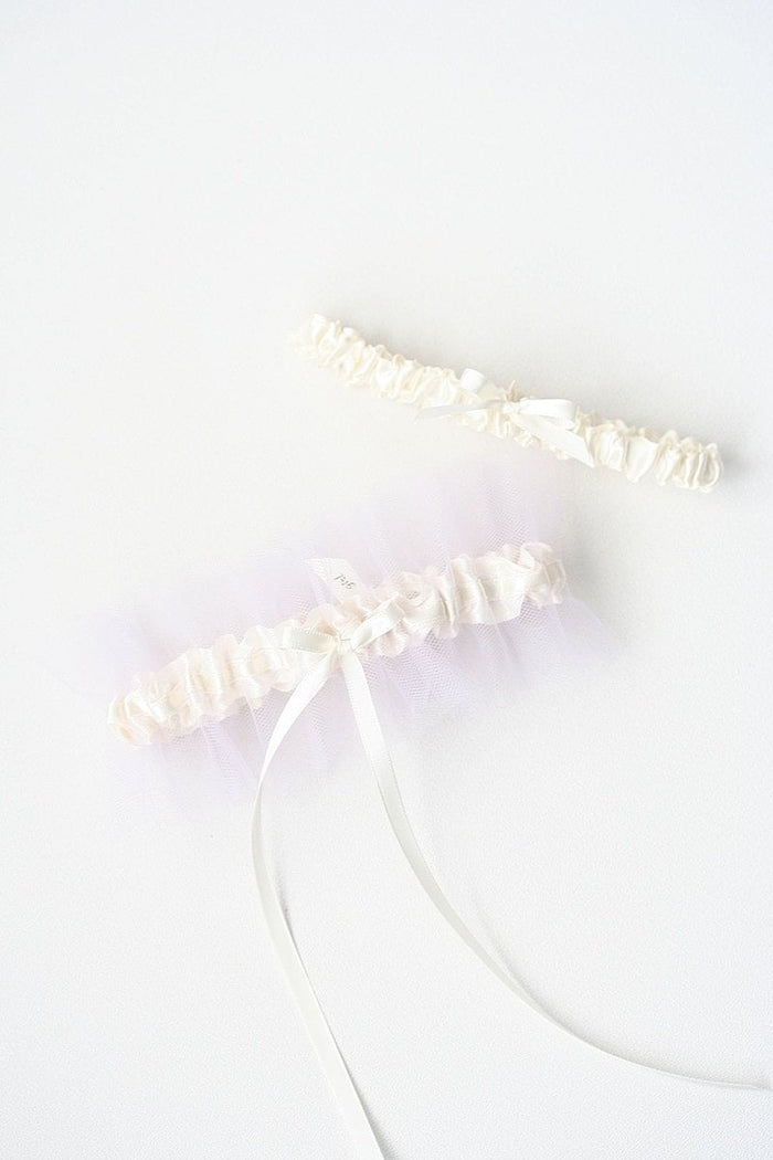 Garter Set: Ivory & Lavender Tulle