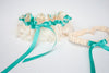 Turquoise and Lace Garter Set