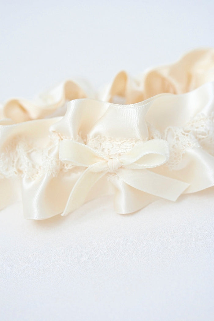 ivory velvet and lace wedding garter