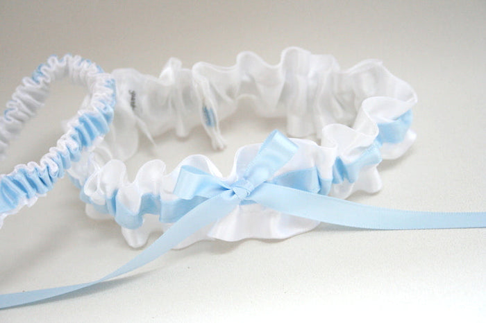 White and Light Blue Garter Set
