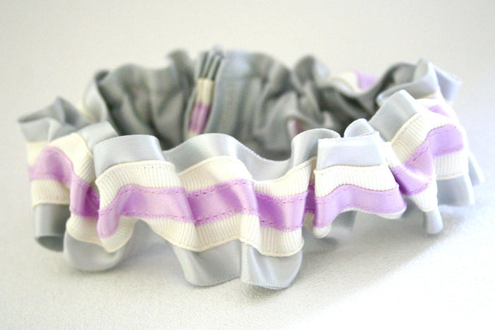 Gray, Ivory and Light Purple Garter